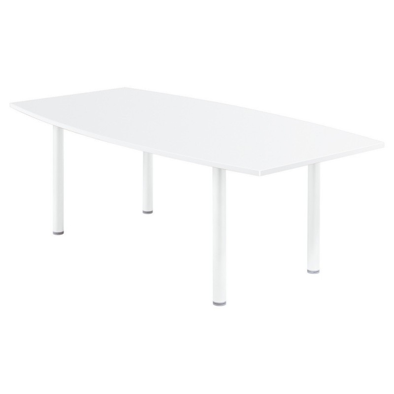 Table tonneau Actual L.200 x P.100 cm - Plateau Blanc - Pieds tubulaires Blanc