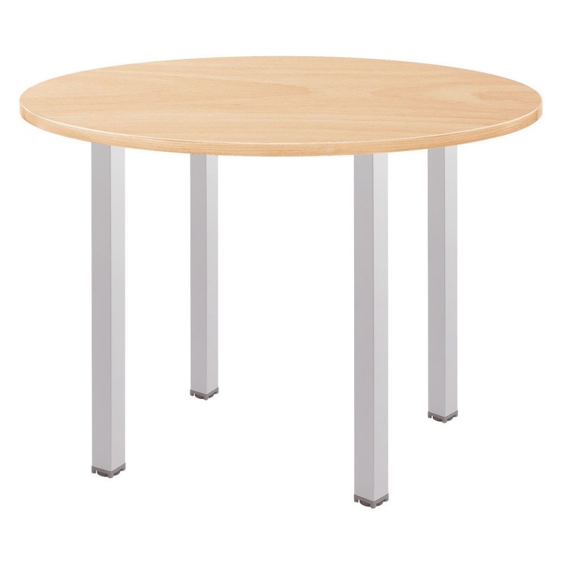 Table ronde Actual Ø 100 cm - Plateau Hêtre - Pieds carrés Aluminium