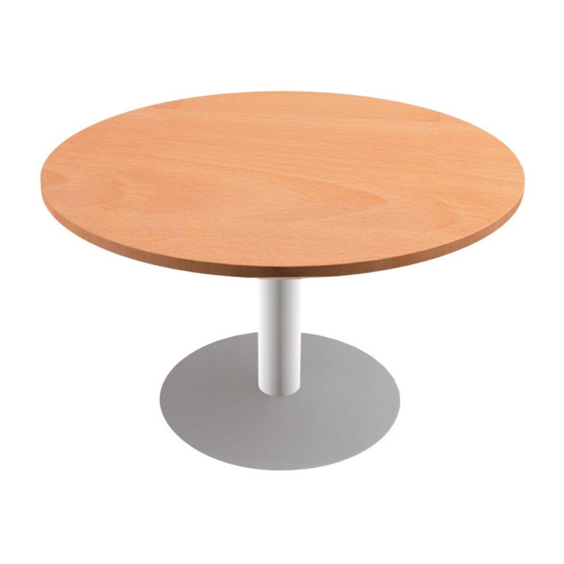 Table ronde Actual Ø 100 cm - Plateau Hêtre - Pied tulipe Blanc