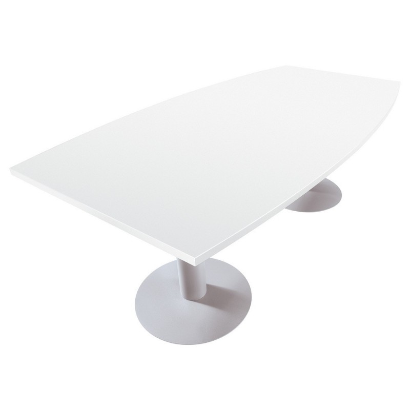 Table tonneau Actual L.200 x P.100 cm - Plateau Blanc - Pied tulipe Aluminium