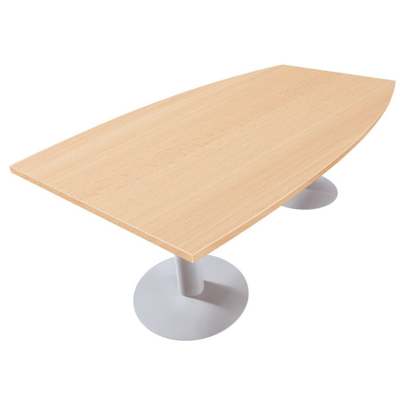 Table tonneau Actual L.200 x P.100 cm - Plateau Hêtre - Pied tulipe Aluminium