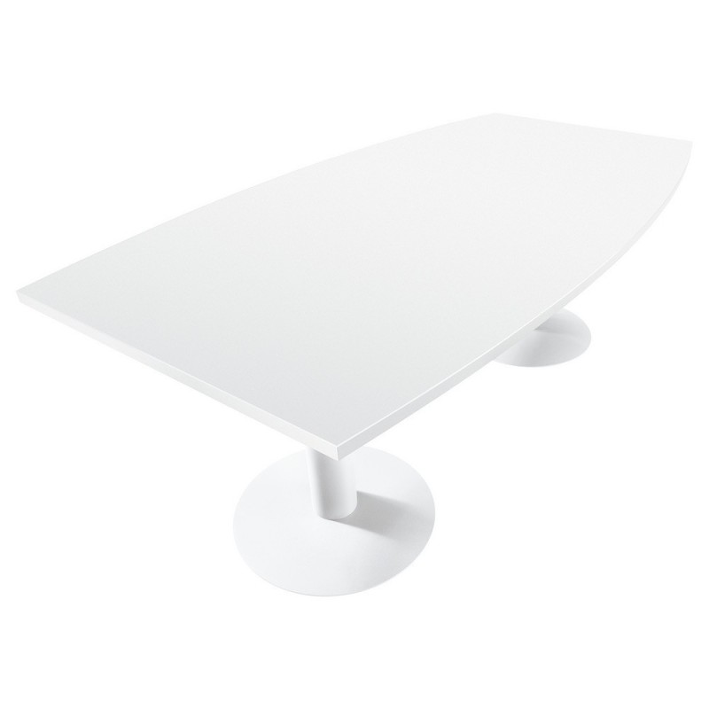Table tonneau Actual L.200 x P.100 cm - Plateau Blanc - Pied tulipe Blanc