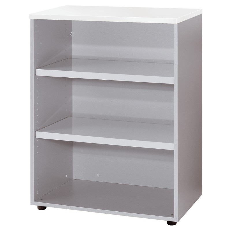 Meuble mi-hauteur Actual sans portes - H.102 x L.80 x P.47 cm - Corps Aluminium - Top Blanc