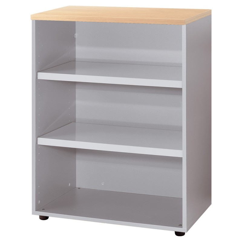 Meuble mi-hauteur Actual sans portes - H.102 x L.80 x P.47 cm - Corps Aluminium - Top Hêtre