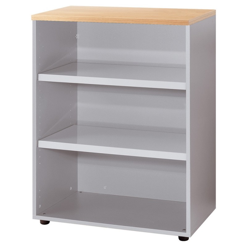 Meuble mi-hauteur Actual sans portes - H.102 x L.80 x P.47 cm - Corps Aluminium - Top Chêne