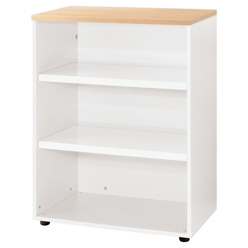 Meuble mi-hauteur Actual sans portes - H.102 x L.80 x P.47 cm - Corps Blanc - Top Hêtre