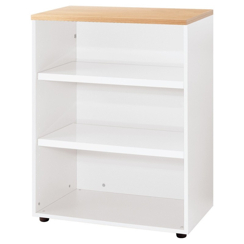 Meuble mi-hauteur Actual sans portes - H.102 x L.80 x P.47 cm - Corps Blanc - Top Chêne
