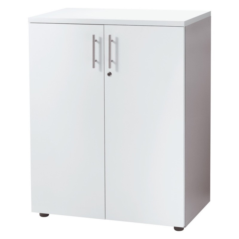Meuble mi-hauteur Actual avec portes - H.102 x L.80 x P.47 cm - Corps Aluminium - Portes Blanc