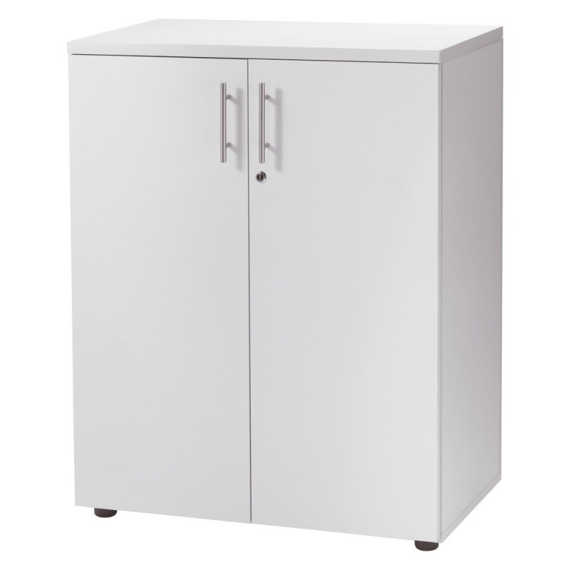 Meuble mi-hauteur Actual avec portes - H.102 x L.80 x P.47 cm - Corps Blanc - Portes Blanc