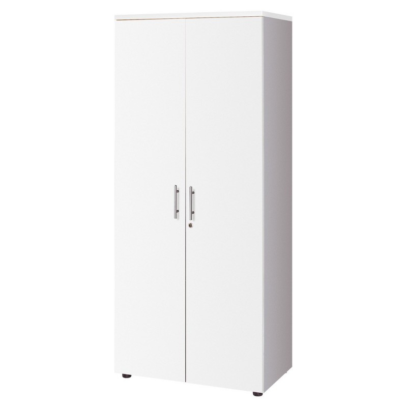 Meuble haut Axiome - L.80 x H.180 cm - 2 portes hautes - Corps Aluminium - Portes Blanc