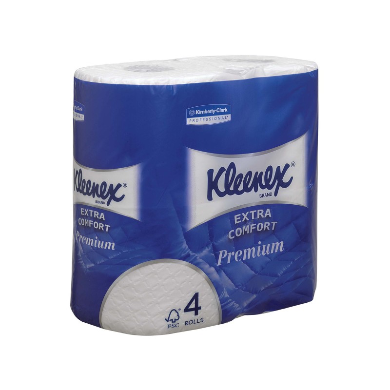 Kleenex Papier toilette Premium Standard quadruple épaisseur - Rouleau de 160 feuilles - Blanc - Carton de 24 rouleaux