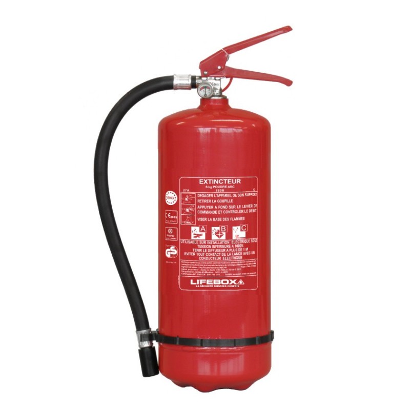 Lifebox Extincteur 6kg poudre ABC avec manomètre