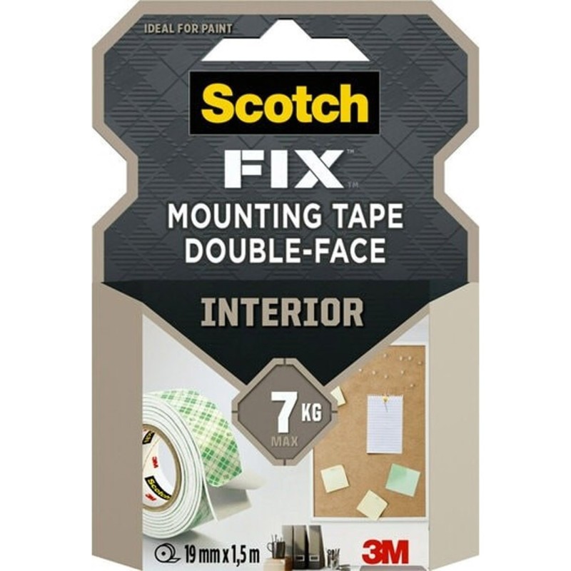 Scotch Ruban mousse double-face permanent Blanc 19 mm x 1,5 m