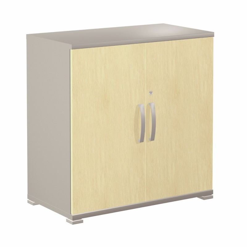 Meuble bas Axiome - L.80 x H.72 cm - 2 portes - Corps Aluminium - Portes Hêtre