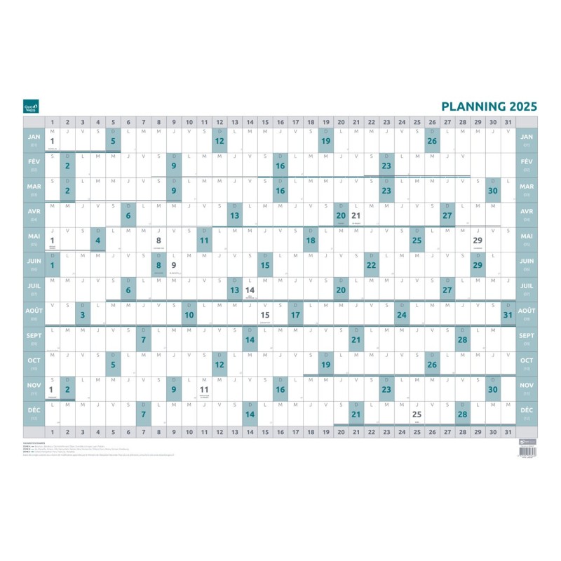 Quo Vadis Planning annuel souple effaçable à sec - 90 x 63 cm - 2025
