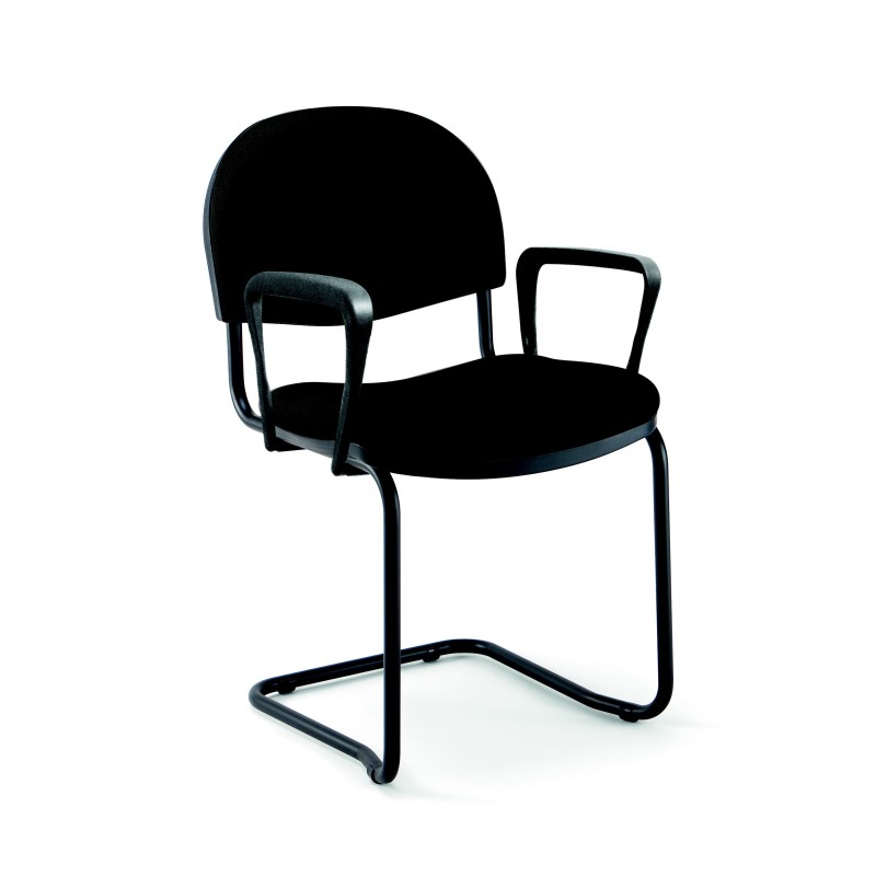 Fauteuil réunion et visiteur Prima - Tissu rembourré non feu - Noir - Pieds luge Noir