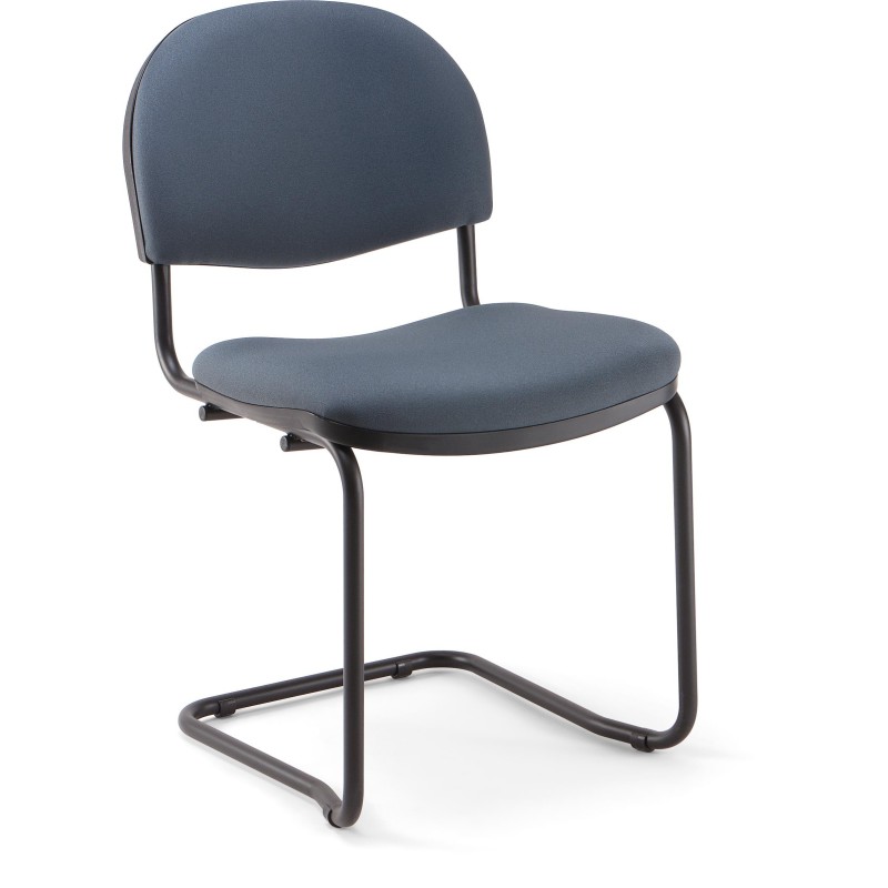 Chaise réunion et visiteur Prima - Tissu rembourré - Anthracite - Pieds luge Noir