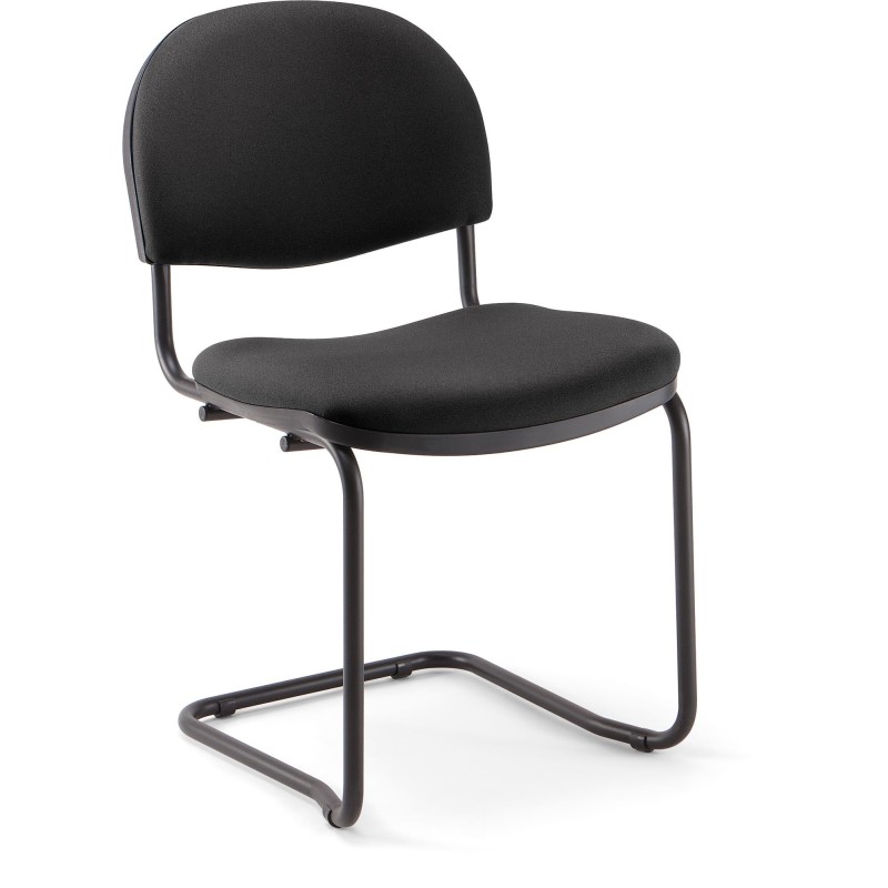 Chaise réunion et visiteur - Prima - Tissu Noir- Piètement luge noir