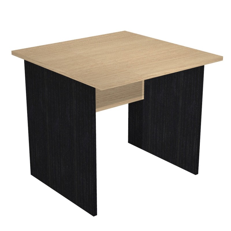 Bureau droit Pronto Bois - L.80 x P.80 cm - Plateau Chêne - Pieds panneaux Noir