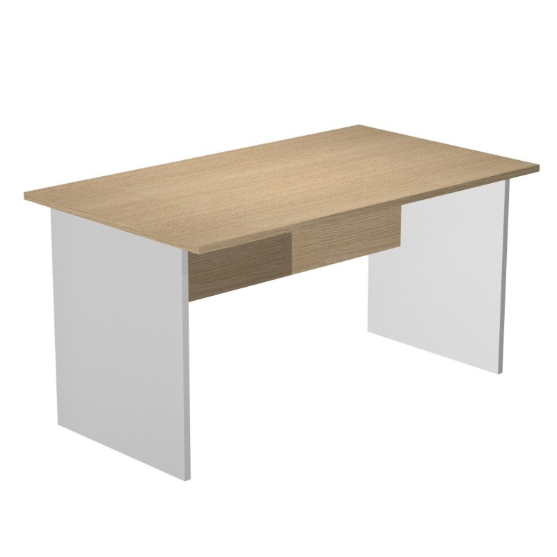 Bureau droit Pronto Bois - L.140 x P.80 cm - Plateau Chêne - Pieds panneaux Aluminium