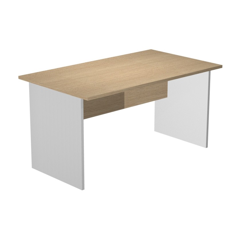 Bureau droit Pronto Bois - L.160 x P.80 cm - Plateau Chêne - Pieds panneaux Aluminium