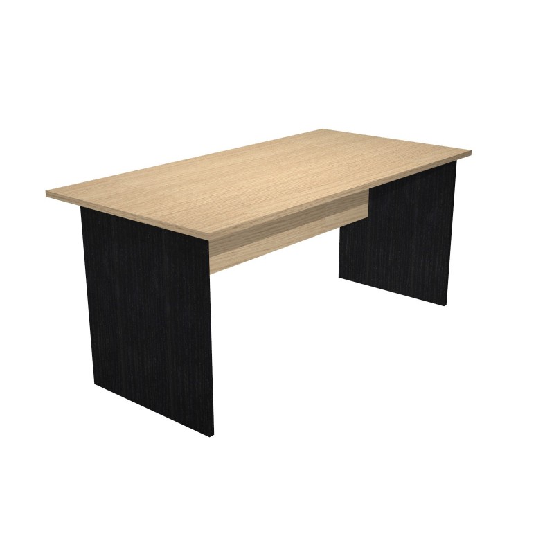Bureau droit Pronto Bois - L.160 x P.80 cm - Plateau Chêne - Pieds panneaux Noir