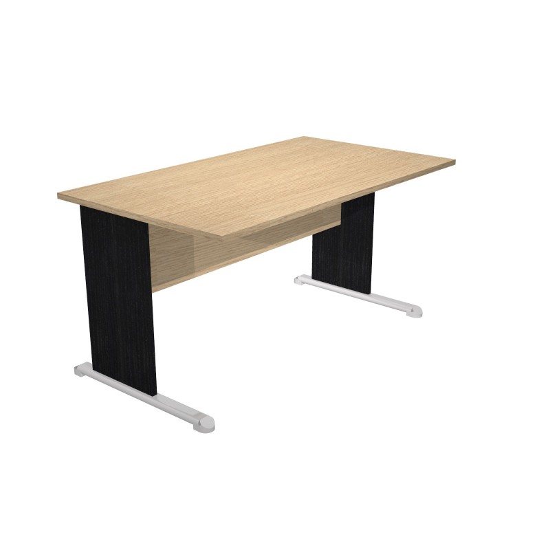 Bureau droit Pronto Bois - L.140 x P.80 cm - Plateau Chêne - Pieds L Noir