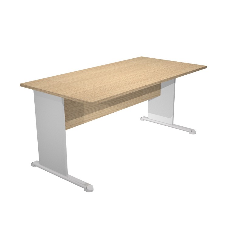 Bureau droit Pronto Bois - L.160 x P.80 cm - Plateau Chêne - Pieds L Aluminium