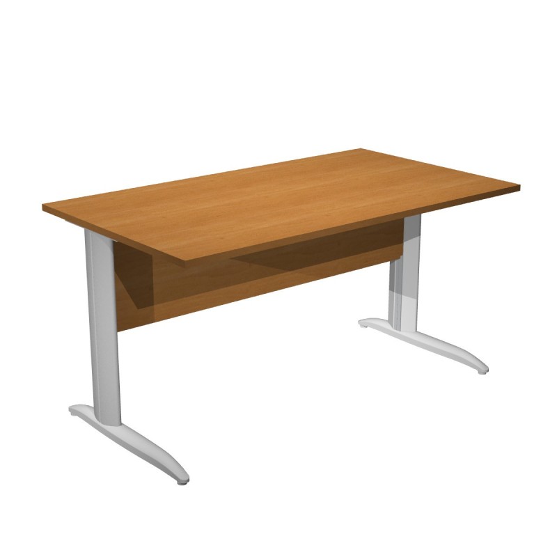 Bureau droit Pronto Métal - L.140 x P.80 cm - Plateau Aulne - Pieds L Aluminium