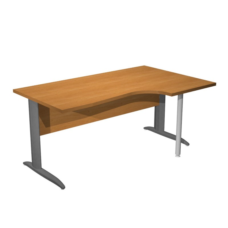 Bureau d'angle compact retour à droite Pronto Métal - L.160 x P.100 cm - Plateau Aulne - Pieds L Anthracite