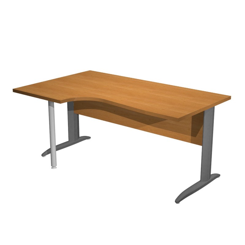 Bureau d'angle compact retour à gauche Pronto Métal - L.160 x P.100 cm - Plateau Aulne - Pieds L Anthracite