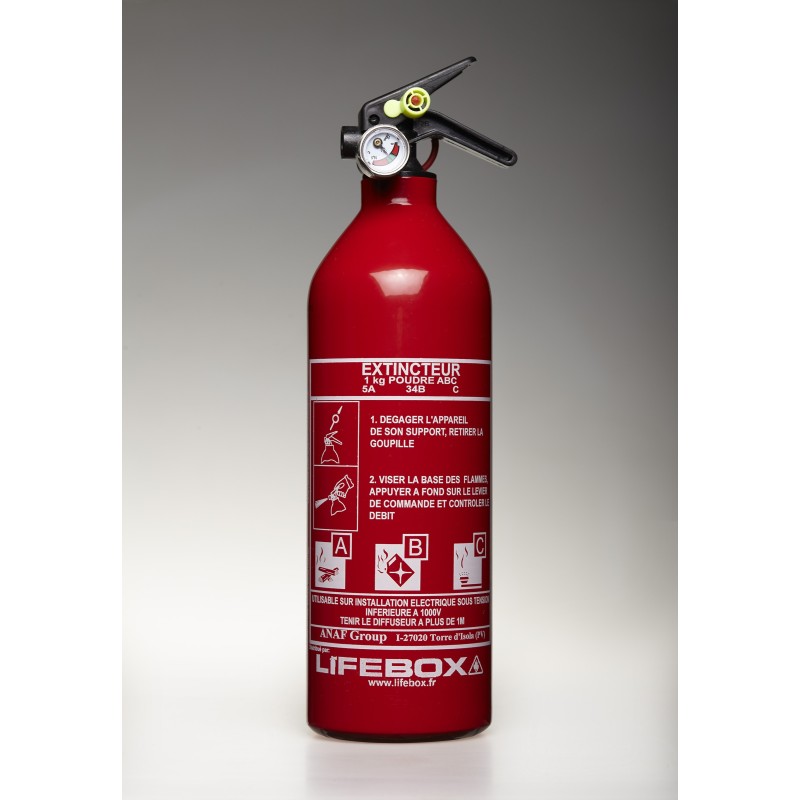 Lifebox Extincteur 1kg poudre ABC avec manomètre