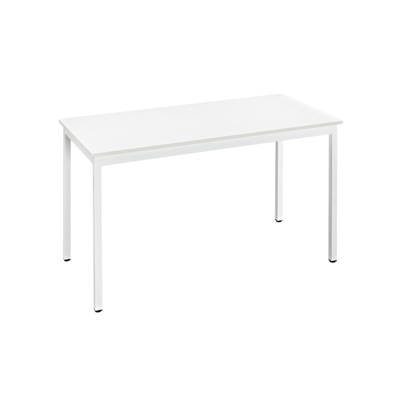 Table Budget rectangle - L. 120 x P. 60 cm - Plateau Blanc cassé - pieds métal Blanc