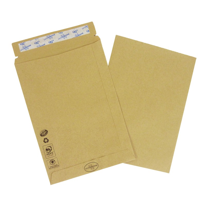 La Couronne Pochette kraft brun C5 162 x 229 mm 90g sans fenêtre - autocollante bande protectrice - Lot de 50