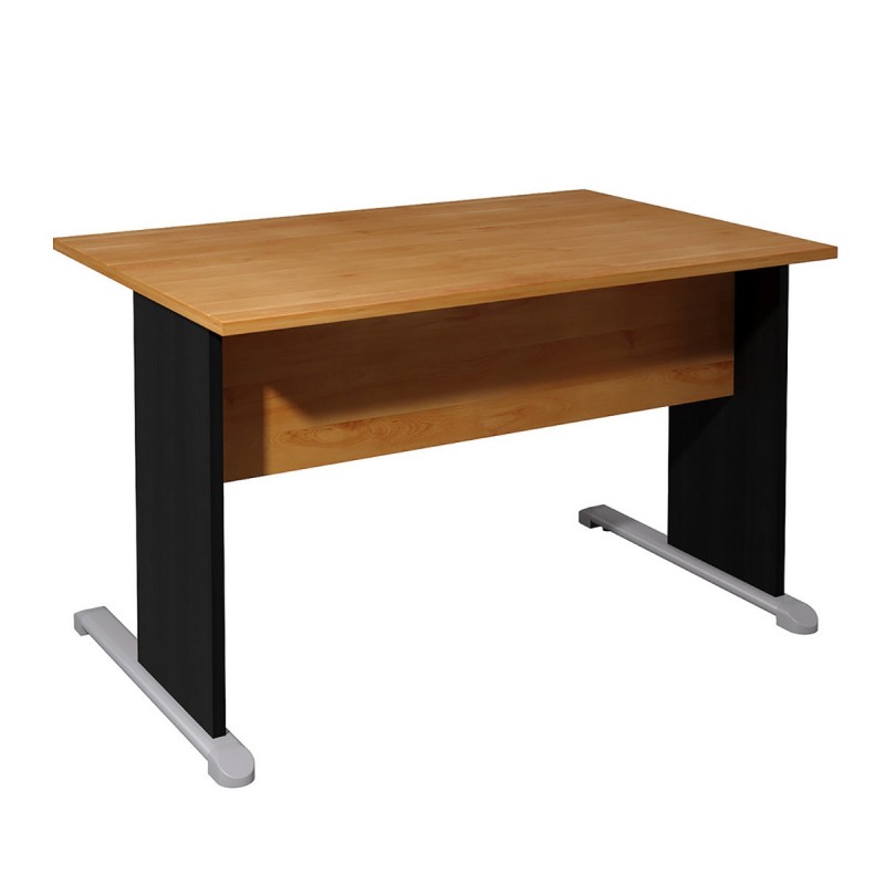 Bureau droit Pronto Bois - L.120 x P.80 cm - Plateau Aulne - Pieds L Noir