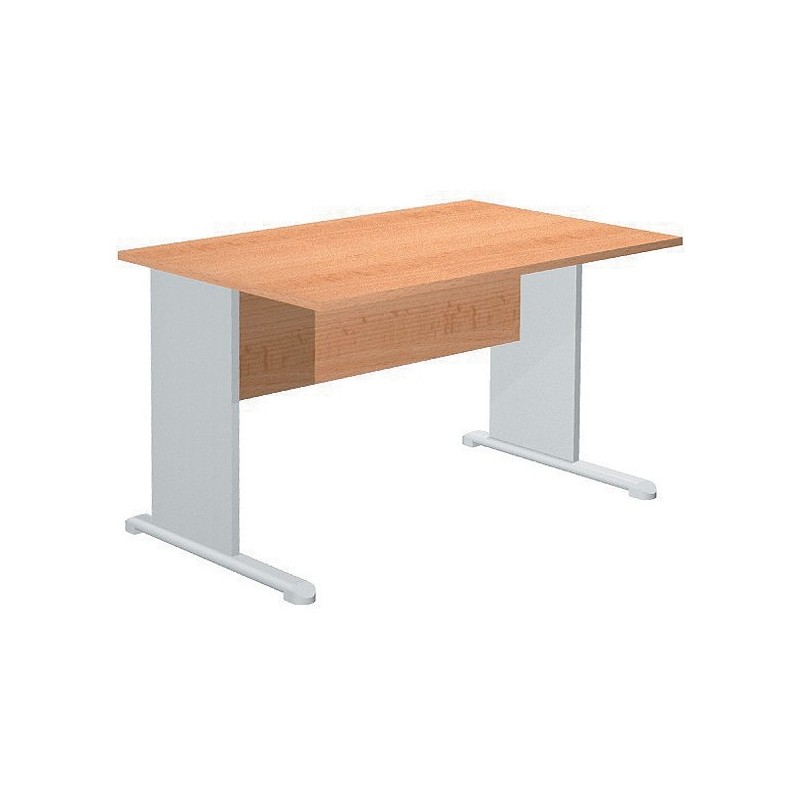 Bureau droit Pronto Bois - L.120 x P.80 cm - Plateau Aulne - Pieds L Aluminium