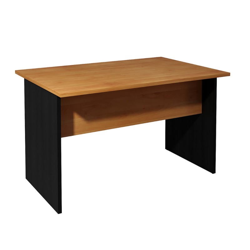 Bureau droit Pronto Bois - L.120 x P.80 cm - Plateau Aulne - Pieds panneaux Noir