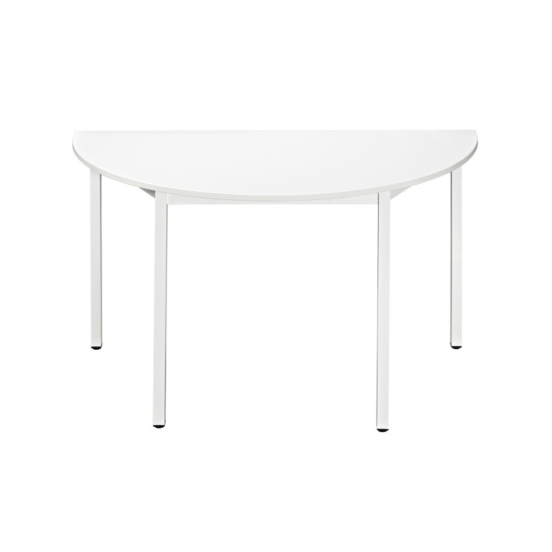 Table de réunion modulable 1/2 rond - L.120 x P.60 cm - Plateau Blanc - Pieds Blanc