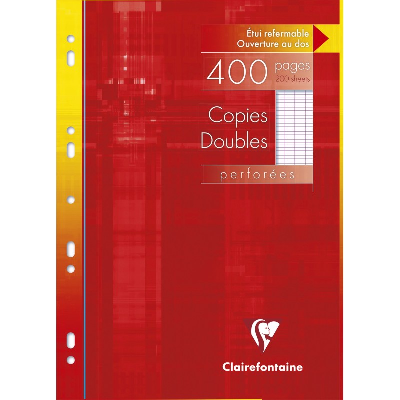 Clairefontaine Etui de 400 pages de  copies doubles A4 Seyès (210 x 297 mm) Blanc