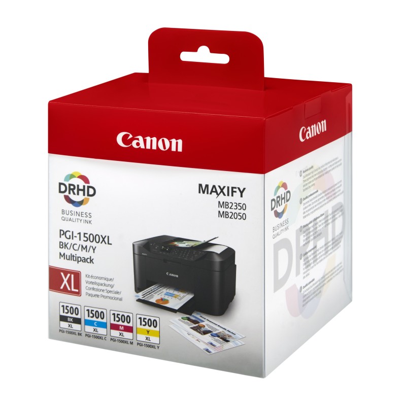 Canon PGI-1500XL Cartouche d'encre authentique grande capacité 9182B004 - Pack de 4 (Noir, Cyan, Magenta, Jaune)