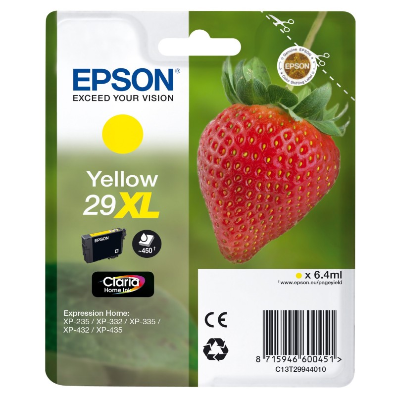 Epson 29 XL "Fraise" Cartouche d'encre originale grande capacité Claria Home C13T29944012 - Jaune