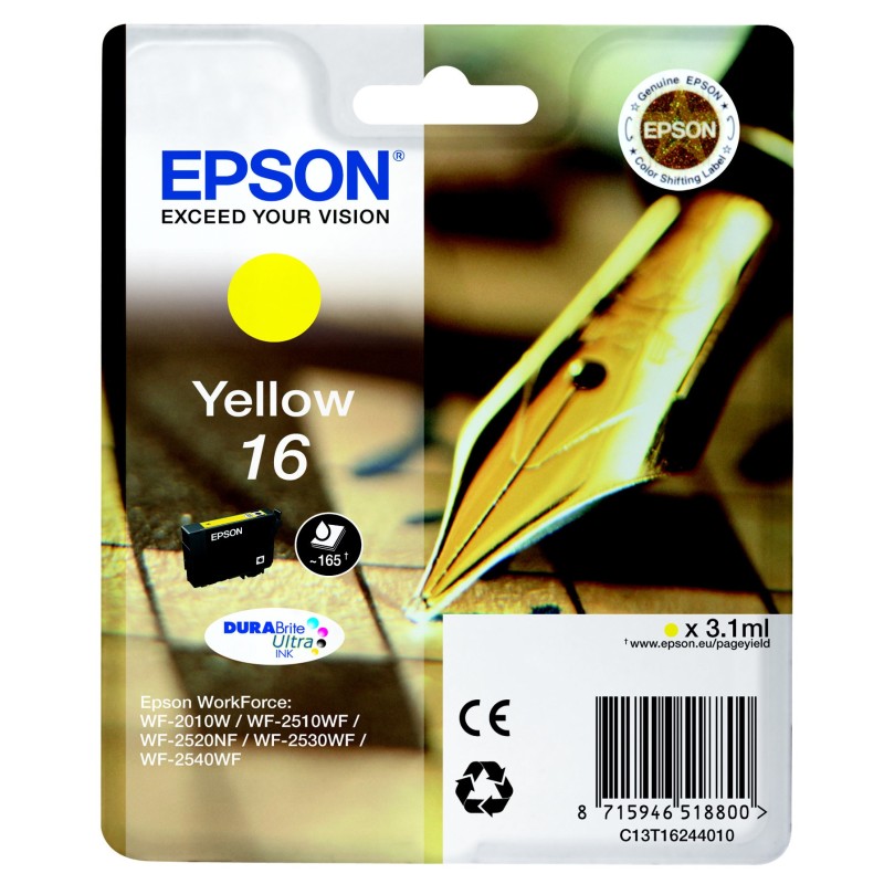 Epson 16 "Stylo à plume" Cartouche d'encre originale DURABrite Ultra C13T16244012 - Jaune