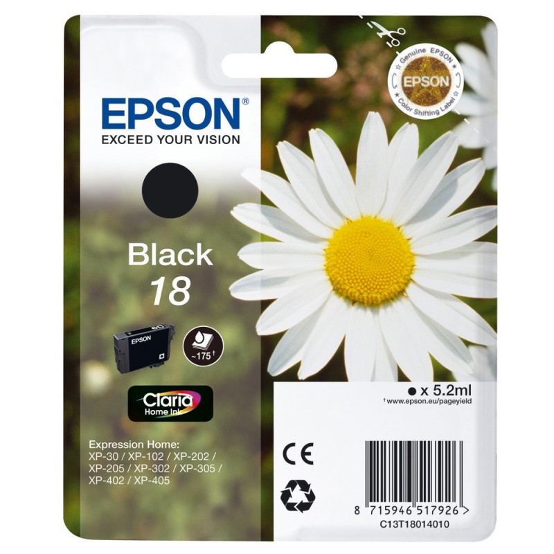 Epson 18 "Pâquerette" Cartouche d'encre originale Claria Home C13T18014012 - Noir