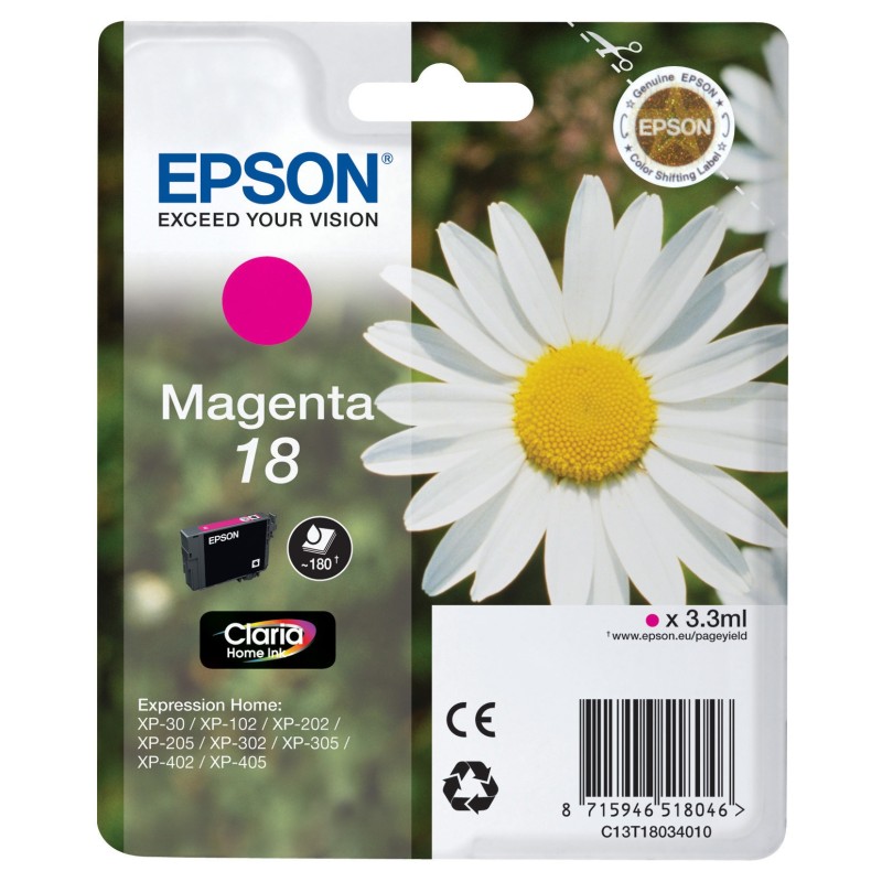Epson 18 "Pâquerette" Cartouche d'encre originale Claria Home C13T18034012 - Magenta