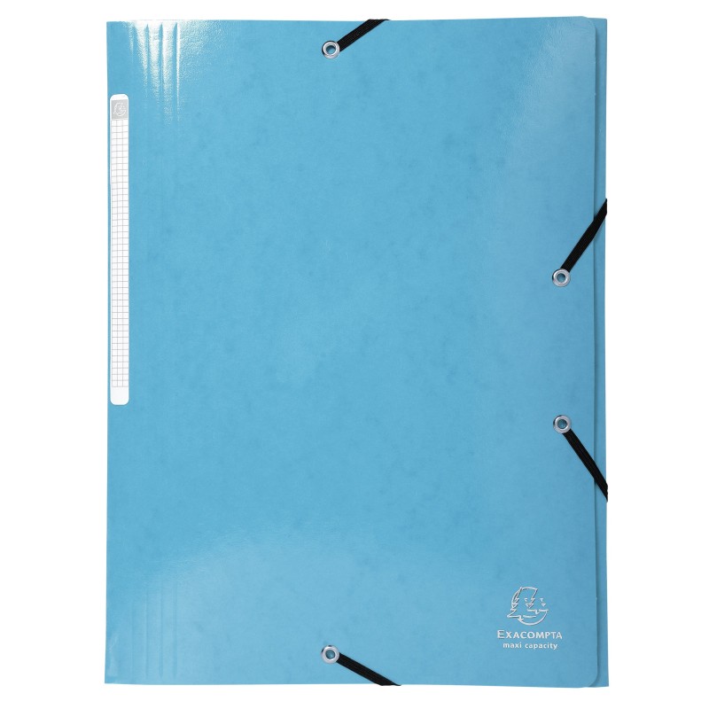 Exacompta Chemise à 3 rabats et à élastiques A4 Iderama, 300 feuilles, 240 x 320 mm, carte avec polypropylène, Bleu clair