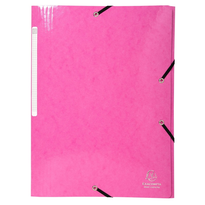 Exacompta Chemise à 3 rabats et à élastiques A4 Iderama, 300 feuilles, 240 x 320 mm, carte avec polypropylène, Rose