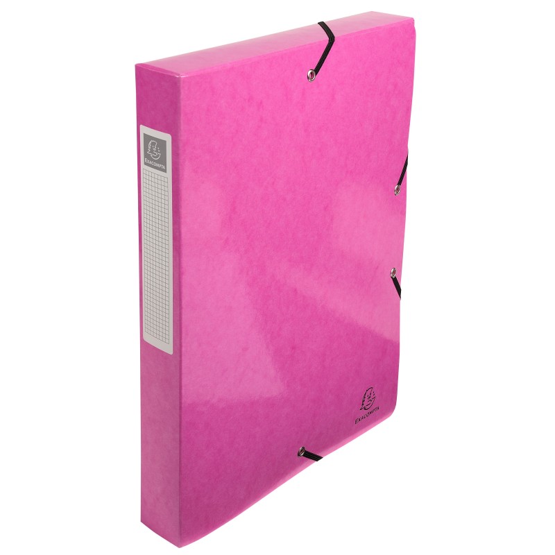 Exacompta Boîte de classement A4 Iderama - Carte lustrée pelliculée 7/10E - Dos 4 cm - Rose