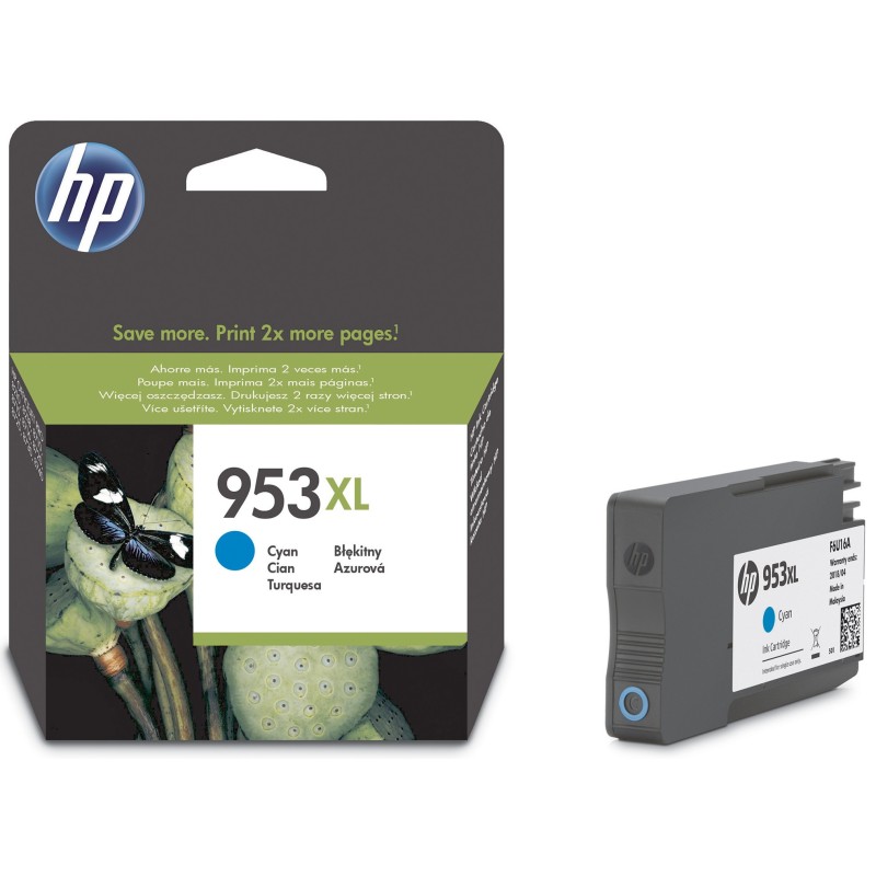 HP 953XL Cartouche d'encre authentique grande capacité F6U16AE - Cyan