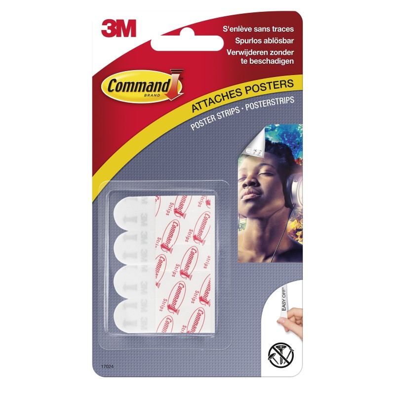 Command™ Bandes pour affiches, blanches, 12 petites bandes, 453 g