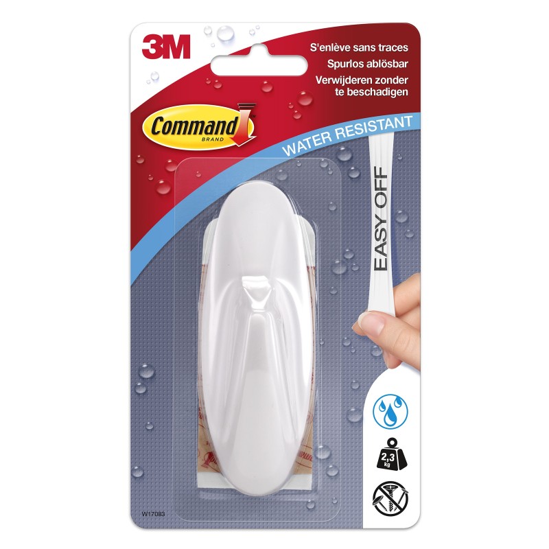 Command™ Crochet Designer avec bandes résistantes à l'eau, blanc, 1 crochet 2 grandes bandes, 2,3 kg